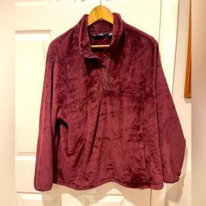 Lands End NWOT Maroon fleece pullover size 1X